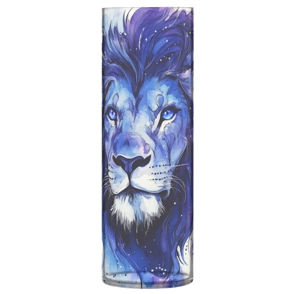 Plastic Vase 11.8 x 3.9 Inch Vase Transparent Non-Breakable Plastic Ornamental Culture Bottle Storage Jar Modern Family Wedding Decoration Blue Lion Pattern