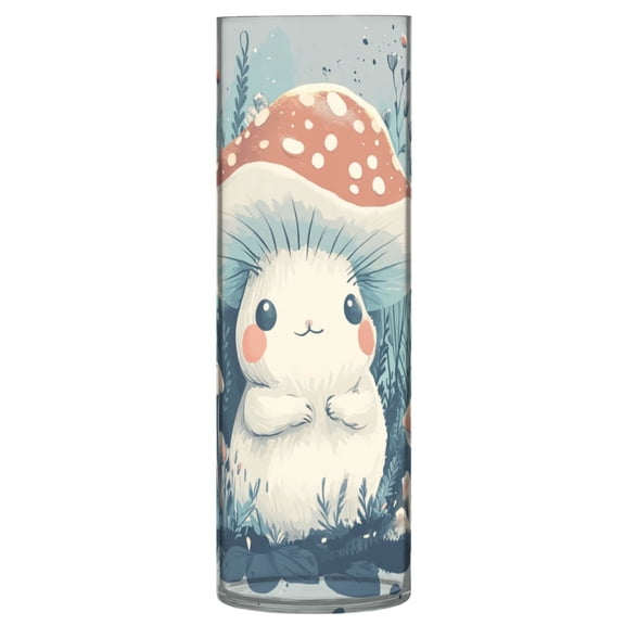 Plastic Vase 11.8 x 3.9 Inch Vase Transparent Non-Breakable Plastic Ornamental Culture Bottle Storage Jar Modern Family Wedding Decoration Cartoon Beautiful Mushroom