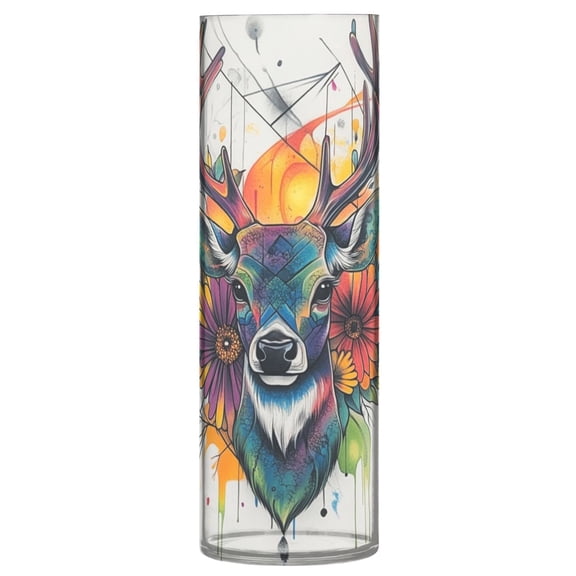 Plastic Vase 11.8 x 3.9 Inch Vase Transparent Non-Breakable Plastic Ornamental Culture Bottle Storage Jar Modern Family Wedding Decoration Cartoon Color Deer