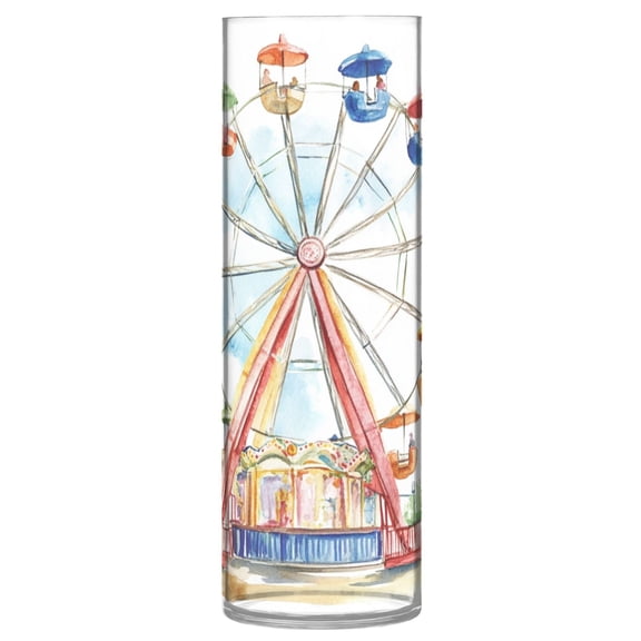 Plastic Vase 11.8 x 3.9 Inch Vase Transparent Non-Breakable Plastic Ornamental Culture Bottle Storage Jar Modern Family Wedding Decoration Cartoon Ferris Wheel