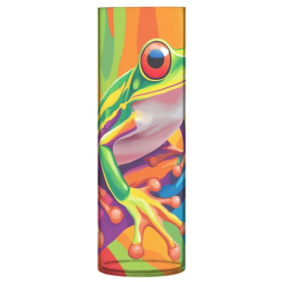 Plastic Vase 11.8 x 3.9 Inch Vase Transparent Non-Breakable Plastic Ornamental Culture Bottle Storage Jar Modern Family Wedding Decoration Cartoon Green Frog