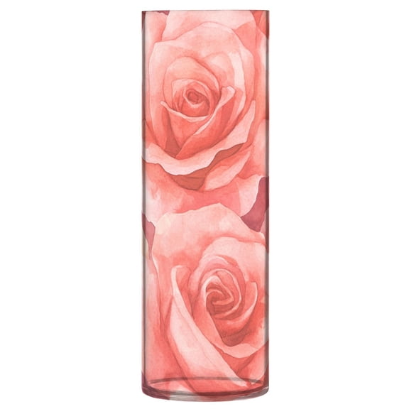 Plastic Vase 11.8 x 3.9 Inch Vase Transparent Non-Breakable Plastic Ornamental Culture Bottle Storage Jar Modern Family Wedding Decoration Cartoon Pink Roses