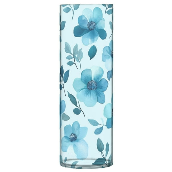 Plastic Vase 11.8 x 3.9 Inch Vase Transparent Non-Breakable Plastic Ornamental Culture Bottle Storage Jar Modern Family Wedding Decoration Cartoon Teal Flowers