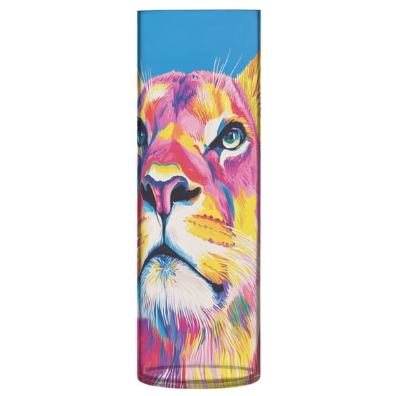 Plastic Vase 11.8 x 3.9 Inch Vase Transparent Non-Breakable Plastic Ornamental Culture Bottle Storage Jar Modern Family Wedding Decoration Colorful Pretty Lion Pattern