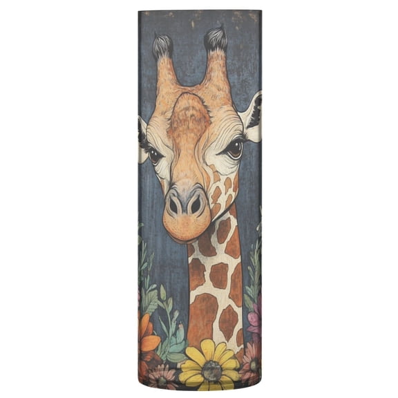 Plastic Vase 11.8 x 3.9 Inch Vase Transparent Non-Breakable Plastic Ornamental Culture Bottle Storage Jar Modern Family Wedding Decoration Cute Giraffes and Flowers