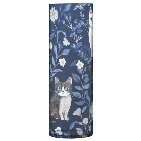 Plastic Vase 11.8 x 3.9 Inch Vase Transparent Non-Breakable Plastic Ornamental Culture Bottle Storage Jar Modern Family Wedding Decoration Dark Blue Flowers and Cats