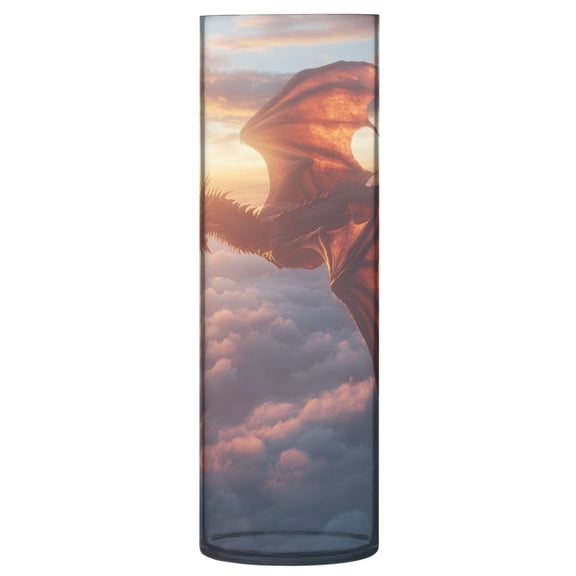 Plastic Vase 11.8 x 3.9 Inch Vase Transparent Non-Breakable Plastic Ornamental Culture Bottle Storage Jar Modern Family Wedding Decoration Flying Dragon in The Sky