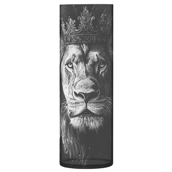 Plastic Vase 11.8 x 3.9 Inch Vase Transparent Non-Breakable Plastic Ornamental Culture Bottle Storage Jar Modern Family Wedding Decoration Grey Crown Lion