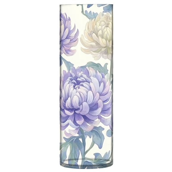 Plastic Vase 11.8 x 3.9 Inch Vase Transparent Non-Breakable Plastic Ornamental Culture Bottle Storage Jar Modern Family Wedding Decoration Lavender Chrysanthemums