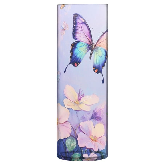 Plastic Vase 11.8 x 3.9 Inch Vase Transparent Non-Breakable Plastic Ornamental Culture Bottle Storage Jar Modern Family Wedding Decoration Light Purple Rainbow Butterfly