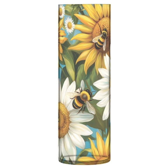 Plastic Vase 11.8 x 3.9 Inch Vase Transparent Non-Breakable Plastic Ornamental Culture Bottle Storage Jar Modern Family Wedding Decoration Lovely Big Bee