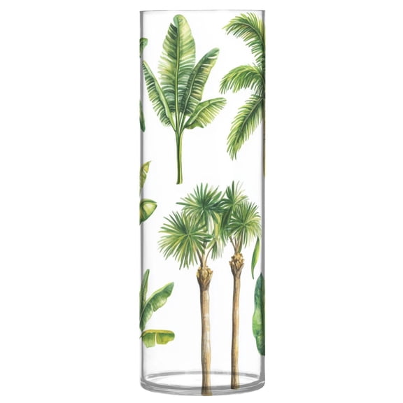 Plastic Vase 11.8 x 3.9 Inch Vase Transparent Non-Breakable Plastic Ornamental Culture Bottle Storage Jar Modern Family Wedding Decoration Lovely Palm Tree