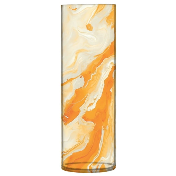 Plastic Vase 11.8 x 3.9 Inch Vase Transparent Non-Breakable Plastic Ornamental Culture Bottle Storage Jar Modern Family Wedding Decoration Orange Marble