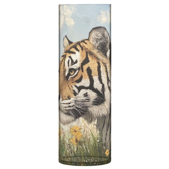 Plastic Vase 11.8 x 3.9 Inch Vase Transparent Non-Breakable Plastic Ornamental Culture Bottle Storage Jar Modern Family Wedding Decoration Prairie Cartoon Tiger