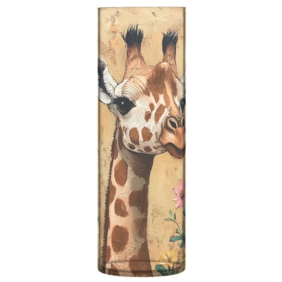 Plastic Vase 11.8 x 3.9 Inch Vase Transparent Non-Breakable Plastic Ornamental Culture Bottle Storage Jar Modern Family Wedding Decoration Pretty Flowers and Giraffes