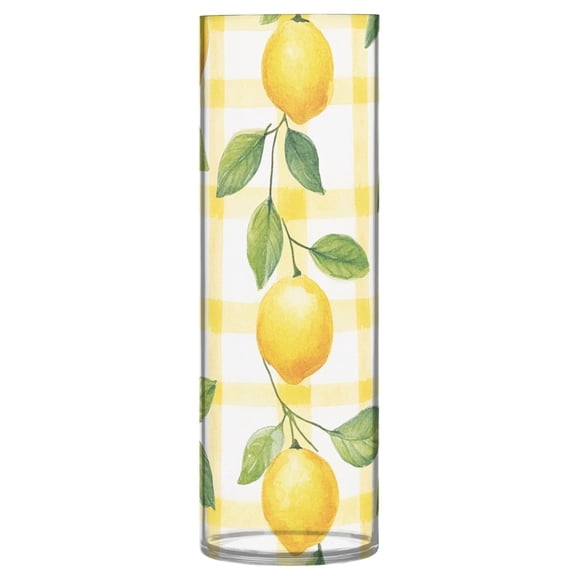 Plastic Vase 11.8 x 3.9 Inch Vase Transparent Non-Breakable Plastic Ornamental Culture Bottle Storage Jar Modern Family Wedding Decoration Pretty Lemon