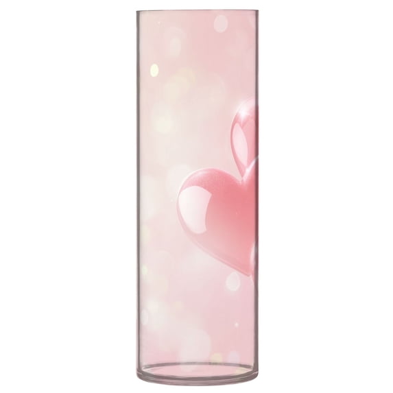 Plastic Vase 11.8 x 3.9 Inch Vase Transparent Non-Breakable Plastic Ornamental Culture Bottle Storage Jar Modern Family Wedding Decoration Pretty Pink Love Heart Pattern