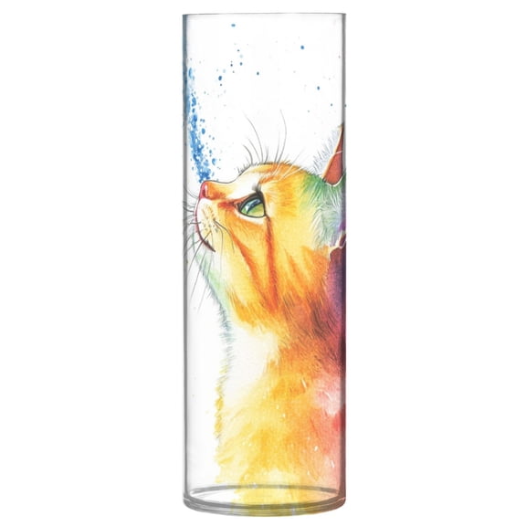 Plastic Vase 11.8 x 3.9 Inch Vase Transparent Non-Breakable Plastic Ornamental Culture Bottle Storage Jar Modern Family Wedding Decoration Rainbow Cute Kitten