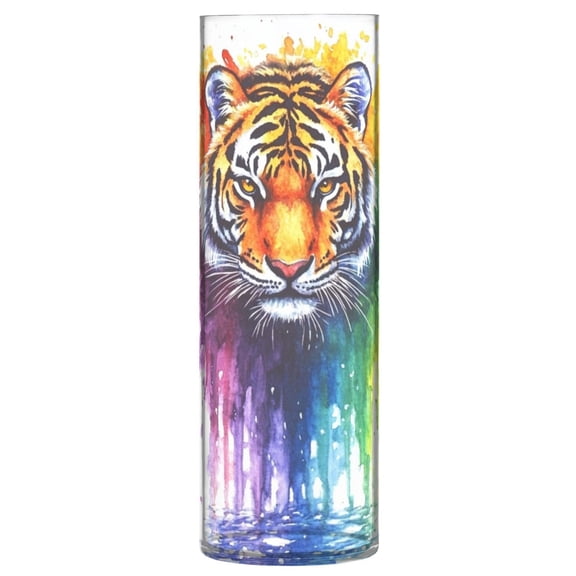 Plastic Vase 11.8 x 3.9 Inch Vase Transparent Non-Breakable Plastic Ornamental Culture Bottle Storage Jar Modern Family Wedding Decoration Rainbow Pretty Tiger