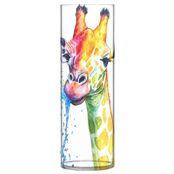 Plastic Vase 11.8 x 3.9 Inch Vase Transparent Non-Breakable Plastic Ornamental Culture Bottle Storage Jar Modern Family Wedding Decoration Rainbow Pretty Giraffe