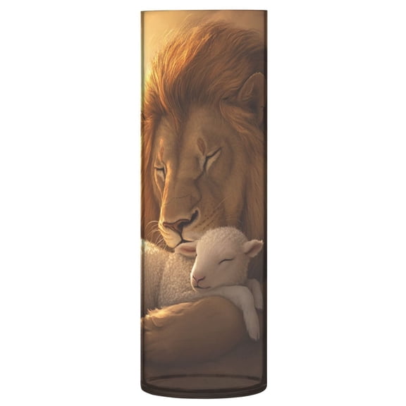 Plastic Vase 11.8 x 3.9 Inch Vase Transparent Non-Breakable Plastic Ornamental Culture Bottle Storage Jar Modern Family Wedding Decoration Sleeping Lions and Sheep