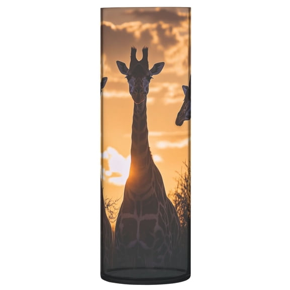 Plastic Vase 11.8 x 3.9 Inch Vase Transparent Non-Breakable Plastic Ornamental Culture Bottle Storage Jar Modern Family Wedding Decoration Sunset Giraffe