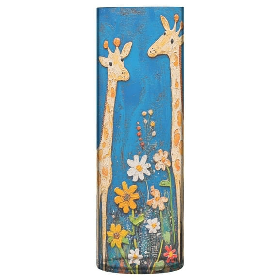 Plastic Vase 11.8 x 3.9 Inch Vase Transparent Non-Breakable Plastic Ornamental Culture Bottle Storage Jar Modern Family Wedding Decoration Two Cute Giraffes