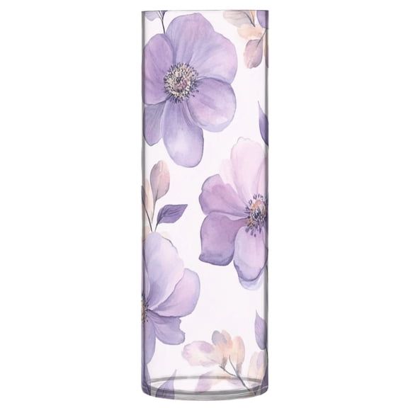 Plastic Vase 11.8 x 3.9 Inch Vase Transparent Non-Breakable Plastic Ornamental Culture Bottle Storage Jar Modern Family Wedding Decoration Vibrant Lavender Flowers