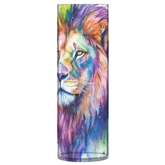 Plastic Vase 11.8 x 3.9 Inch Vase Transparent Non-Breakable Plastic Ornamental Culture Bottle Storage Jar Modern Family Wedding Decoration Watercolor Cartoon Lion
