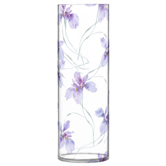 Plastic Vase Anti Drop Desktop Flower Vase for Wedding Home Decor Delicate Purple Iris Design