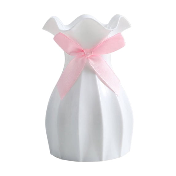 Plastic Vase Decorative, Small Tabletop Vase for Home Decor, Faux Ceramic Finish, Living Room Accent, 6.3 Inches