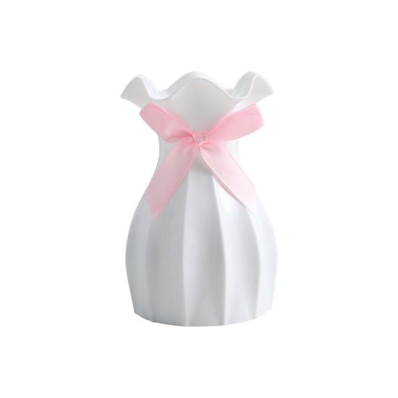 Plastic Vase Decorative, Small Tabletop Vase for Home Decor, Faux Ceramic Finish, Living Room Accent, 6.3 Inches
