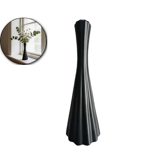 Plastic Vase for Dried Flowers & Pampas Grass – Shatterproof Slim Decorative Bottle for Desktop, Shelf & Dining Table – Lightweight, Stable Fake Flower Holder for Home & Office, 10.1"x3.6"