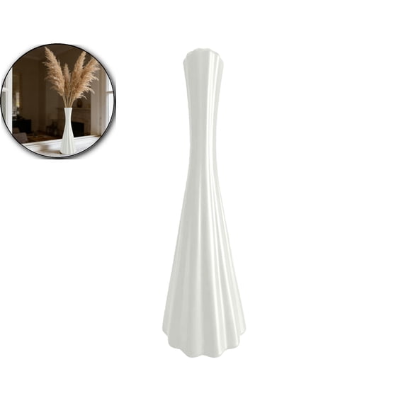 Plastic Vase for Dried Flowers & Pampas Grass – Shatterproof Slim Decorative Bottle for Desktop, Shelf & Dining Table – Lightweight, Stable Fake Flower Holder for Home & Office, 10.1"x3.6"
