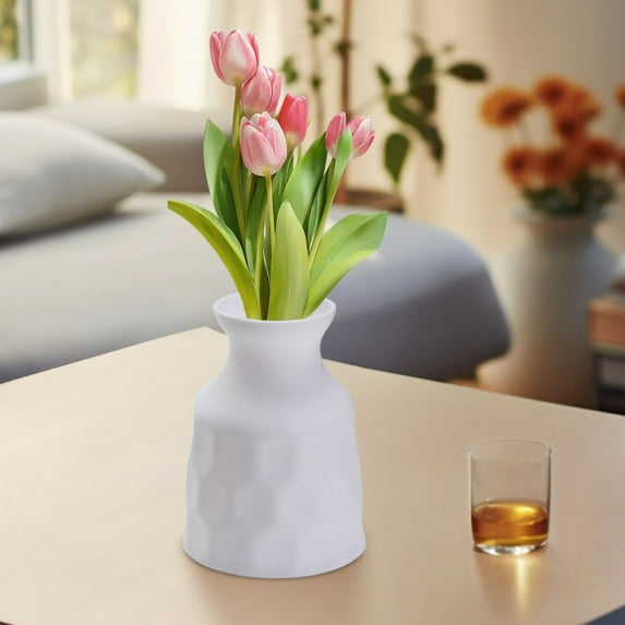 Plastic Vase for Flower Arrangements | Modern Decorative Blue Pink White | Durable Lightweight Plastic | Elegant Home Office Event Décor | 14.5x10.5x10.5cm | 1 Piece