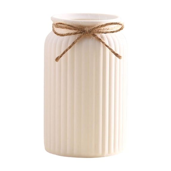 Plastic Vase, Vases for Flowers Ceramic Look Unbreakable European Style Vase for Home Decor, Living Room, Table, Home, Office (White)