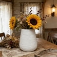 thumbnail image 1 of Plastic Vase for Pampas Dried Flowers - Round Modern Centerpiece for Dining Table, Desk, Office Shelf, Home Decor - 5.31" Tall White Lightweight, 1 of 6