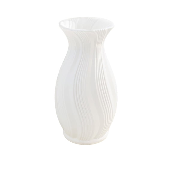 Plastic Vase with Ceramic Look, Non-Fragile Decorative Tabletop Vase for Fresh or Artificial Flowers, White