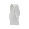 thumbnail image 1 of Plastic Vase with Ceramic Look, White Striped Decorative Tabletop Vase for Fresh or Artificial Flowers, 9x9x21cm, 1 of 6