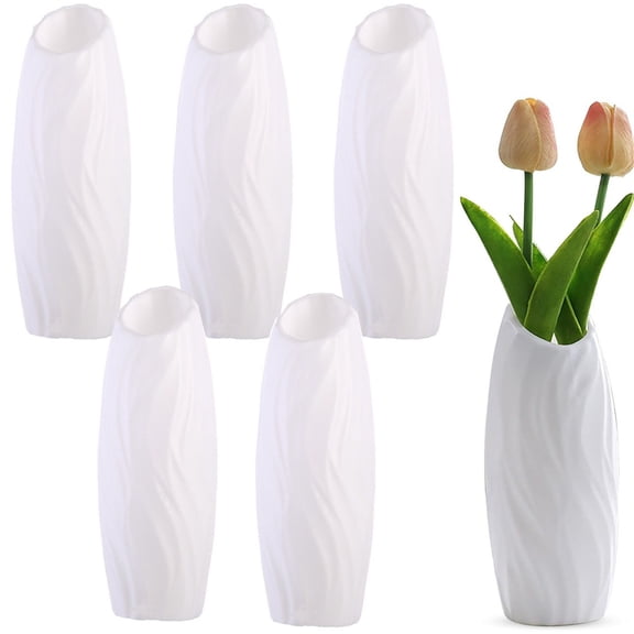 Plastic Vases,Happon 5 Pieces Creative Flower Vase, Dried Flowers Vases, Home Creative Vase, Decorative Desktop Ornament Plastic Vase for Kitchen Living Room Bedroom Office
