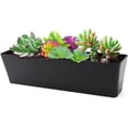 thumbnail image 1 of Plastic Vegetable Flower Planters Boxes,12x3.8x4.6In Rectangular Pots with Saucers & Drainage Holes,Black Garden Plant Decorative Pots for Windowsill, 1 of 1