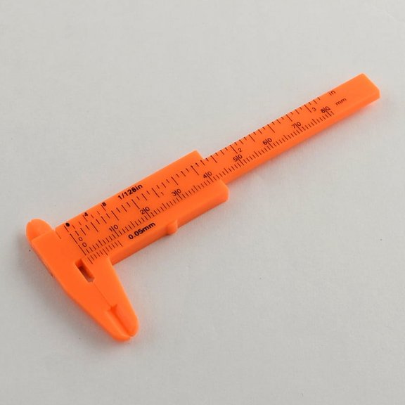 Plastic Vernier Caliper Orange Red 10.5x4.4x0.5cm 1pc