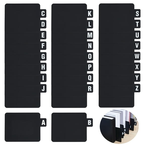 Plastic Vinyl Record Divider Alphabet Separator Letter A~Z Organizer for Album CD DVD Media Book Shelf Storage Black 171.5x121x0.4mm 26pcs/set