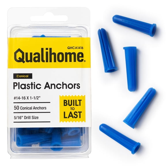 Plastic Wall Conical Anchors for use in Drywall, Hollow Walls and Concrete, Brick, or Masonry (Standard Packaging, 1 Inch)
