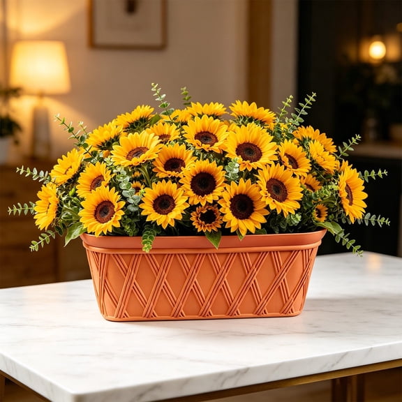 Plastic Wall Mount Planter, Window Box Planter, Rectangular Faux Leather Texture Wall Mounted Flower Pot, Weather Resistant Indoor Outdoor Balcony Patio Garden Planter
