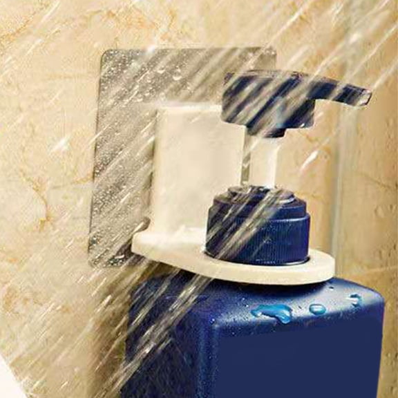 Plastic Wall Mounted Adhesive Shower Hook for Shampoo & Soap Bottles - Peel & Stick Bathroom Organizer with Gasket, 2.6in Patch