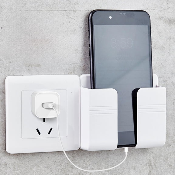 Plastic Wall Mounted Phone Holder Storage Rack | Remote Control Organizer for TV AC | Bedside Charging Station Bracket | Bathroom Kitchen Cell Phone Shelf | Small Item Organizer for Home | 1 Pack
