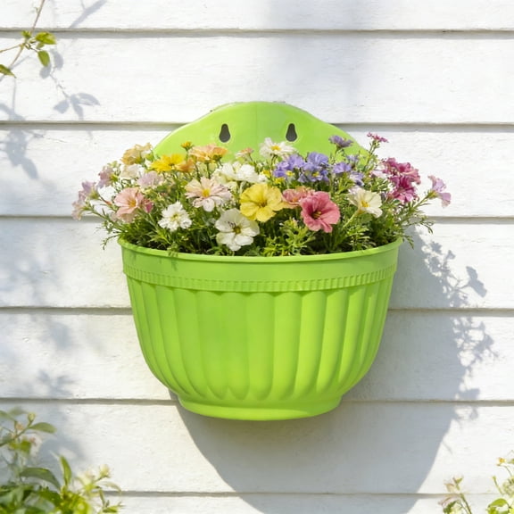 Plastic Wall Mounted Plants Pot For Indoor And Outdoor Use - 8.3x6.7 Inch Hanging Planter With Drainage For Succulents Herbs And Flowers