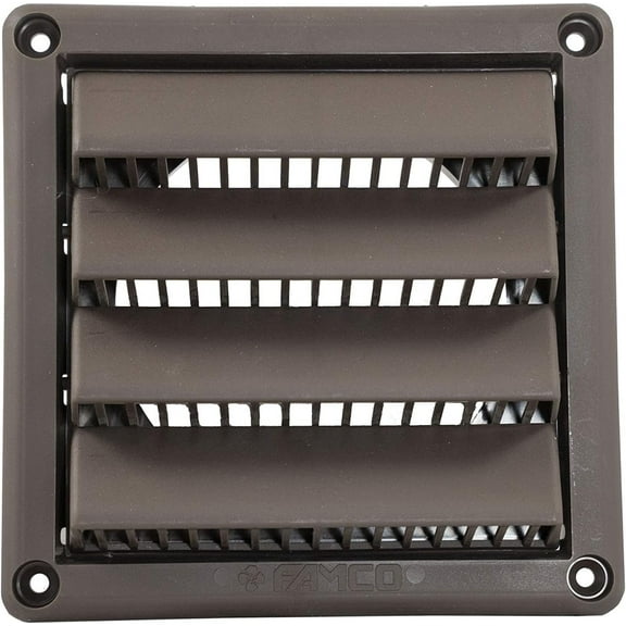 RDP 4" Plastic Intake Wall Vent with Fixed Louvers (Brown)