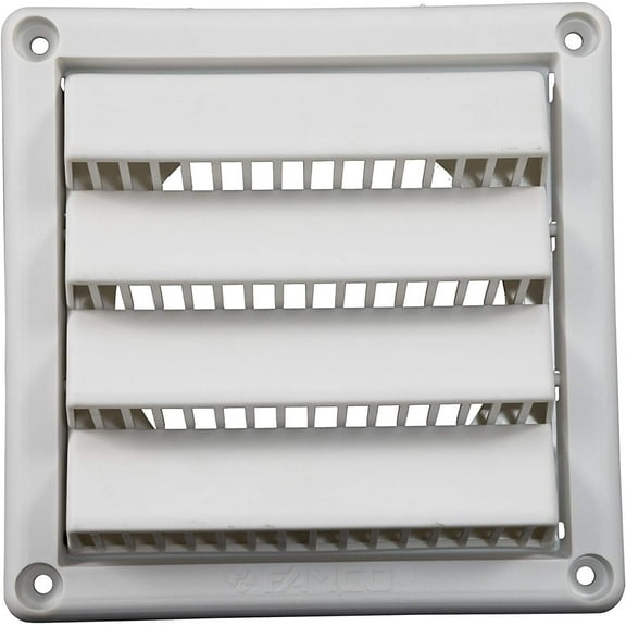 Plastic Wall Vent with Fixed Louvers | 4 Inch | White